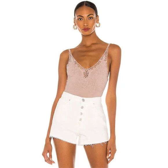 Free People Women’s Lea Floral Embroidery Bodysuit – Pearl Pink – Size S NWT - Picture 8 of 10